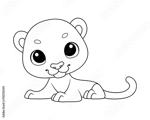 Cartoon Illustration of panther coloring page