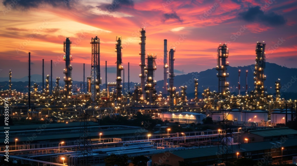 Fototapeta premium Oil refinery at nice twilight
