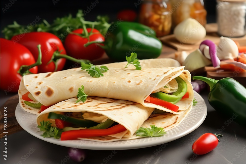 food, tortilla, wraps, vegetables, fresh, plate, healthy, lunch, dinner, mexican, cuisine, meal, cooking, preparation, kitchen