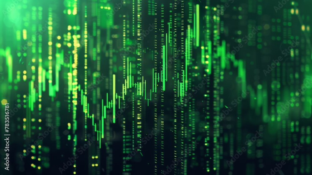 Stock market chart with green candlesticks going up indicating crypto rising in value. Graphical representation of volumes and time intervals of digital cryptocurrency past price movements Stock market chart with green candlesticks going up indicating crypto rising in value. Graphical representation of volumes and time intervals of digital cryptocurrency past price movements