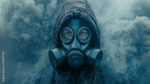 while under a chemical attack, a gas mask