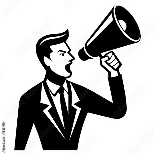 A man with megaphone social media post design
