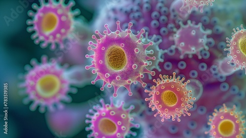 under a microscope, viruses
