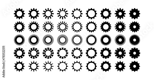 Cog shapes elements set  , geometric shapes  , elements design for logo branding wed posters banner sticker business vector illustration