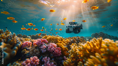 Fototapeta Naklejka Na Ścianę i Meble -  Ocean conservation robot, recycled metal plating