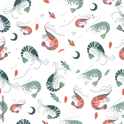 classic shrimp pattern in clean vector style