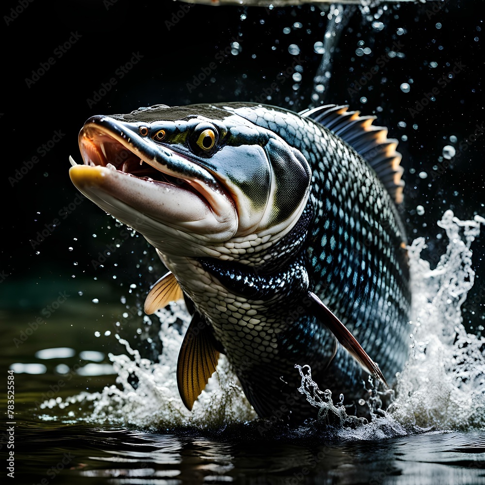 Big snakehead fish eat fishing bait brutally Big snakehead fish eat fishing bait brutally