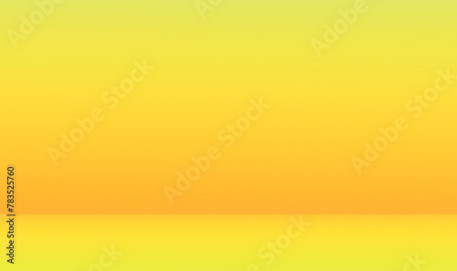 Empty yellow orange golden neon room studio for product presentation. Summer backdrop. Minimal mock up soft blur showroom. Soft blurred cosmetic beauty and fashion display showcase rooms. 