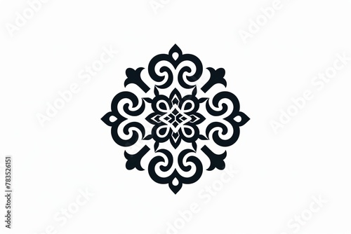 Latino abstract ornamental logo, minimal, flat, black and white, white background