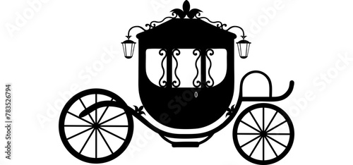 Silhouette of carriage - cinderella cariage - carriage with horse