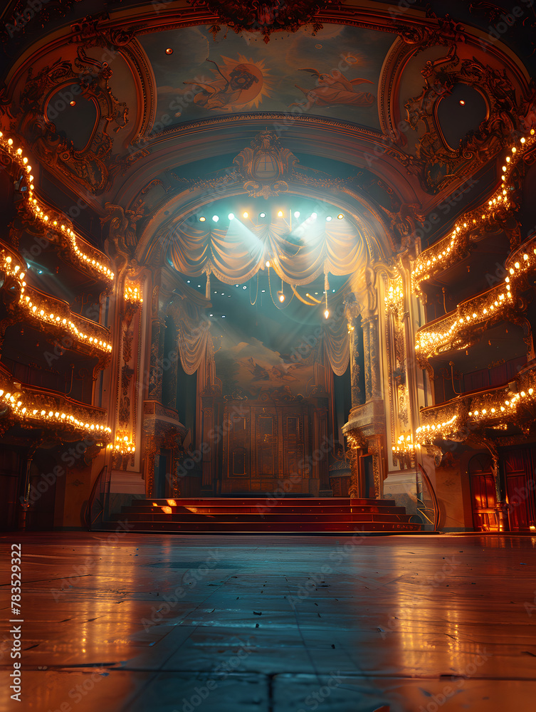Obraz premium A Glowing Stage: Illuminated Drama
