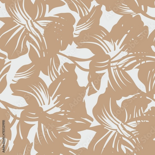 Brown floral seamless pattern background for fashion textiles, graphics, backgrounds and crafts.