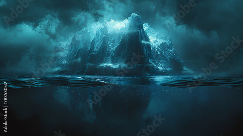 iceberg concept underwater risk dark hidden threat, generative Ai