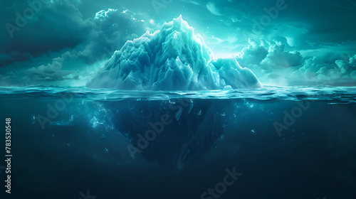 iceberg concept underwater risk dark hidden threat, generative Ai photo