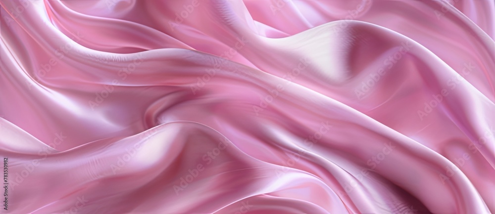 Obraz premium Elegant Composition for Fashion Design or Luxury Branding: Abstract Background with Pink Satin Fabric Draped in Soft Folds and Waves. The Delicate Texture of the Silk and Soft Lighting Highlight the S