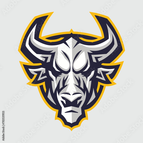 white bull head vector illustration for branding