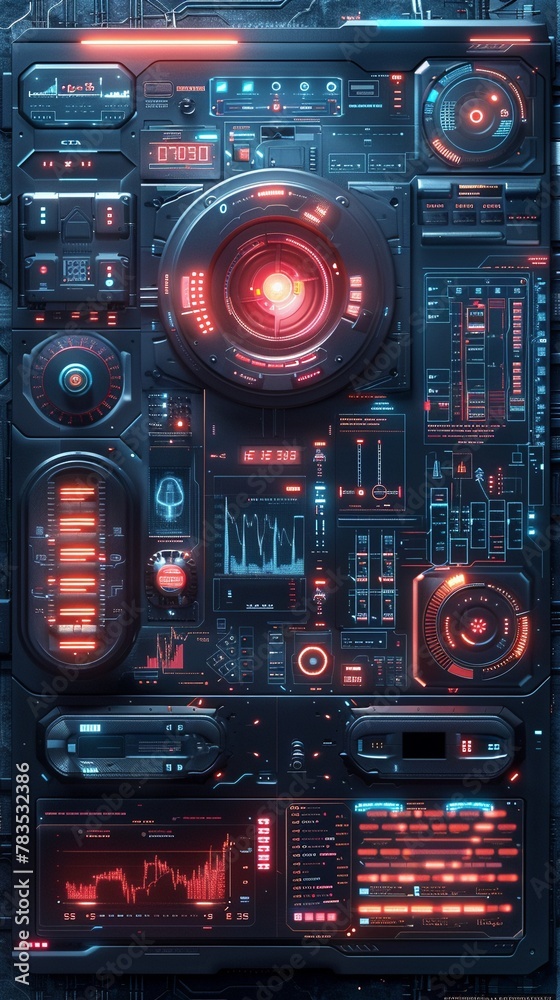 Obraz premium Hightech security system interface, digital and sleek ,super realistic,soft shadown