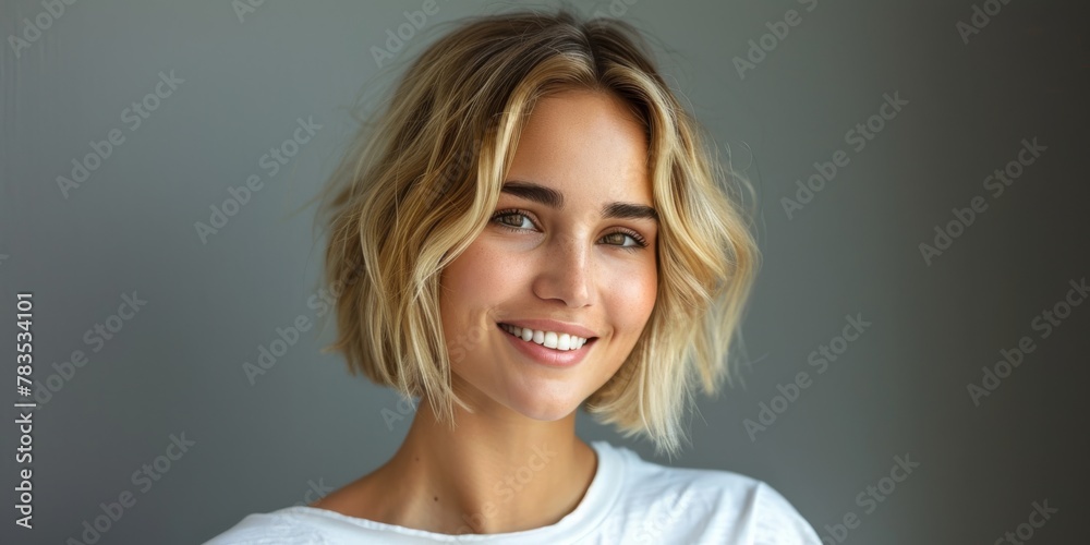 Beautiful smiling young blonde caucasian woman, isolated on neutral background. Close up portrait of face. Horizontal Web Banner Style. Generative AI.
Beautiful smiling young blonde caucasian woman, isolated on neutral background. Close up portrait of face. Horizontal Web Banner Style. Generative AI.