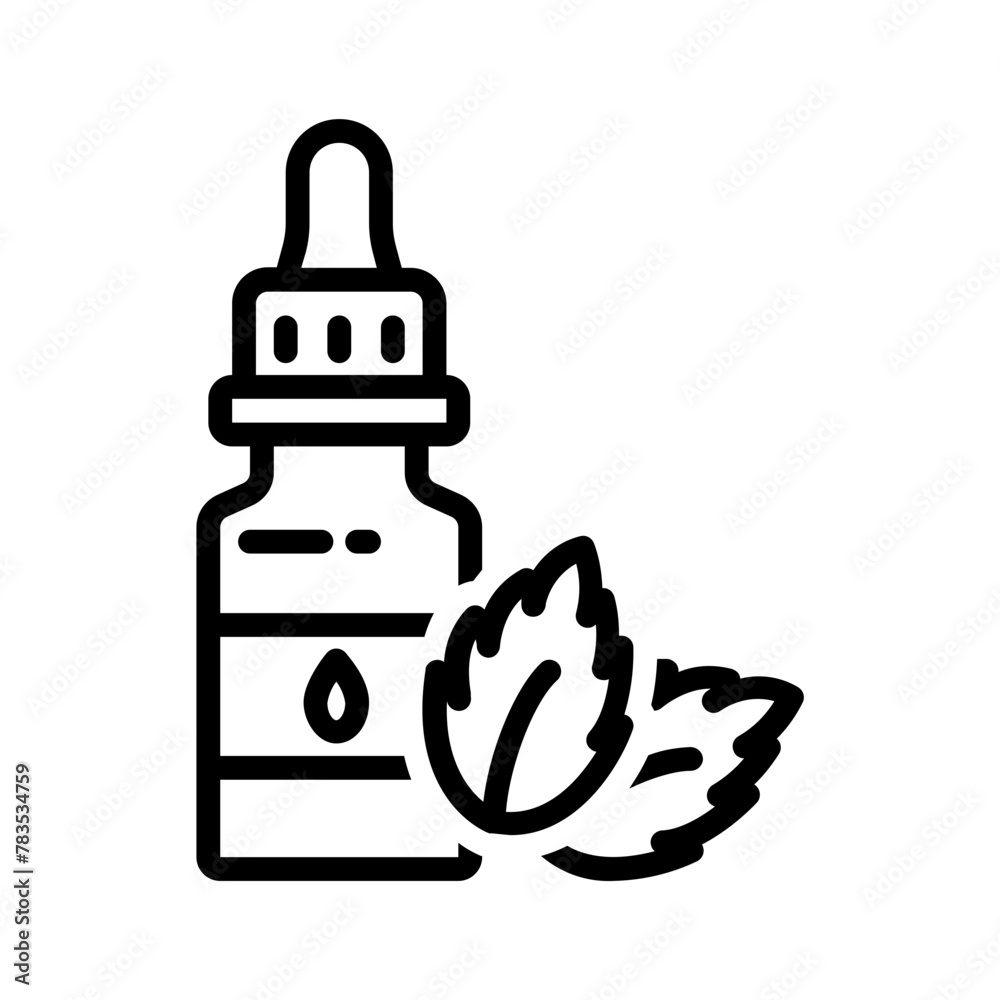 Vector black line icon for Peppermint oil Vector black line icon for Peppermint oil