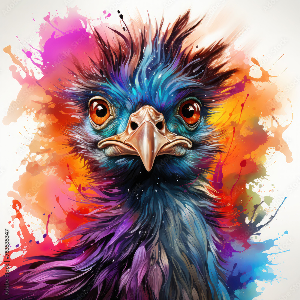 Watercolor Emu, clipart Illustration, Generative Ai Watercolor Emu, clipart Illustration, Generative Ai