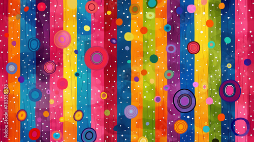 abstract playful stripes & circles. Colorful pattern for joy, and summer vibes.