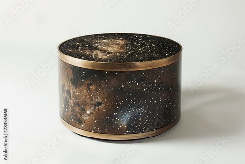A celestial-inspired side table with a surface resembling a starry night sky.
