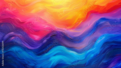 Energetic waves of color flowing gracefully, merging to form a mesmerizing gradient pattern that adds depth and dimension to the composition. photo