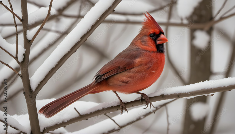 cardinal on a snowy branch cardinal on a snowy branch