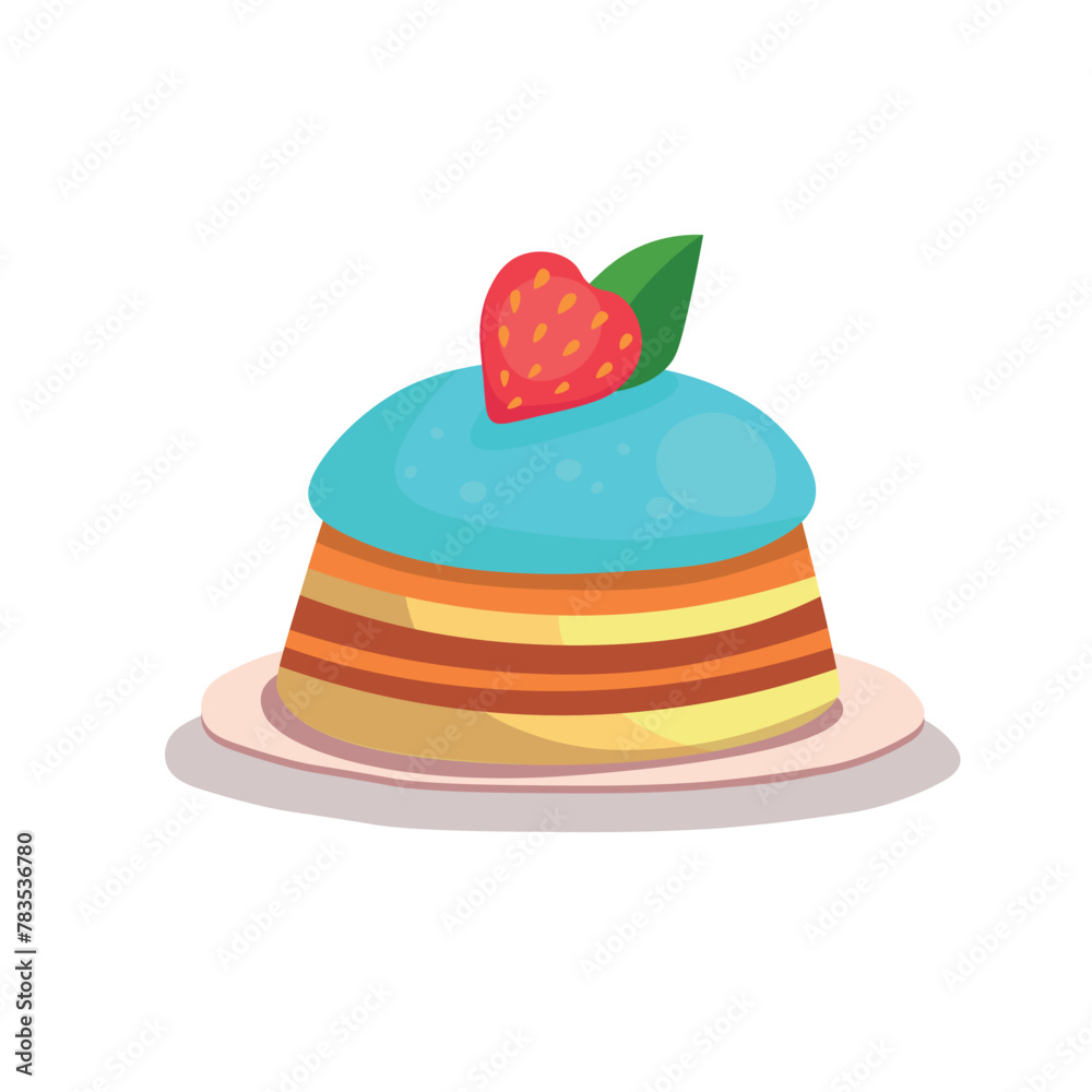 Two-tier cake with candles on a white background. Happy birthday illustration in cartoon style Two-tier cake with candles on a white background. Happy birthday illustration in cartoon style