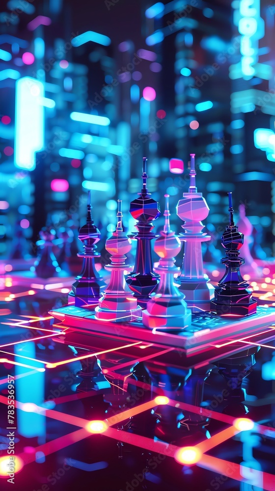 Business competition visualized in a virtual game setting, companies as players targeting market leadership