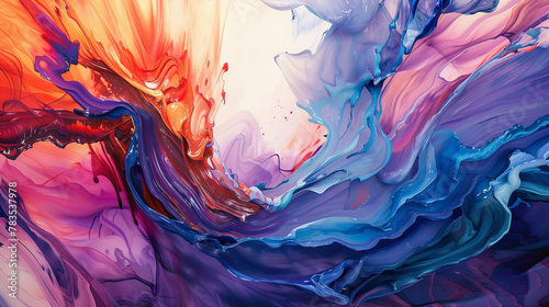 Fluid movements of bold strokes merge elegantly, resulting in a captivating gradient wave. photo