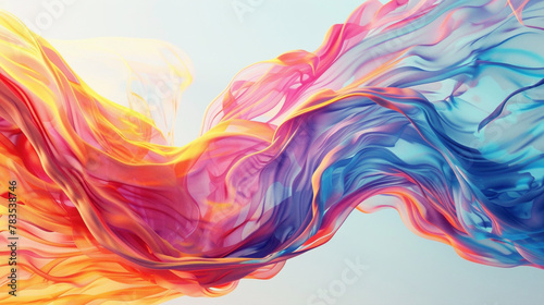 Fluid swirls of bold strokes merging effortlessly, creating an eye-catching gradient wave agnst a minimalist backdrop, adding depth to the composition.
