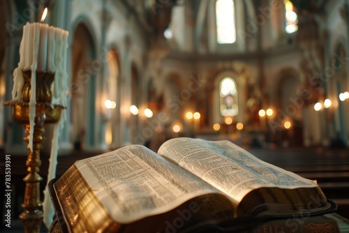 Sacred Scripture Opened for Worship in a Peaceful Church
