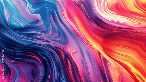 Energetic swirls of vibrant hues intertwine gracefully, creating a visually striking gradient wave in fluid motion.