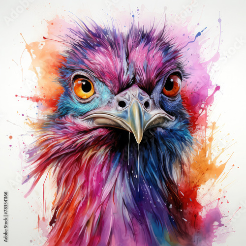 Watercolor Emu, clipart Illustration, Generative Ai