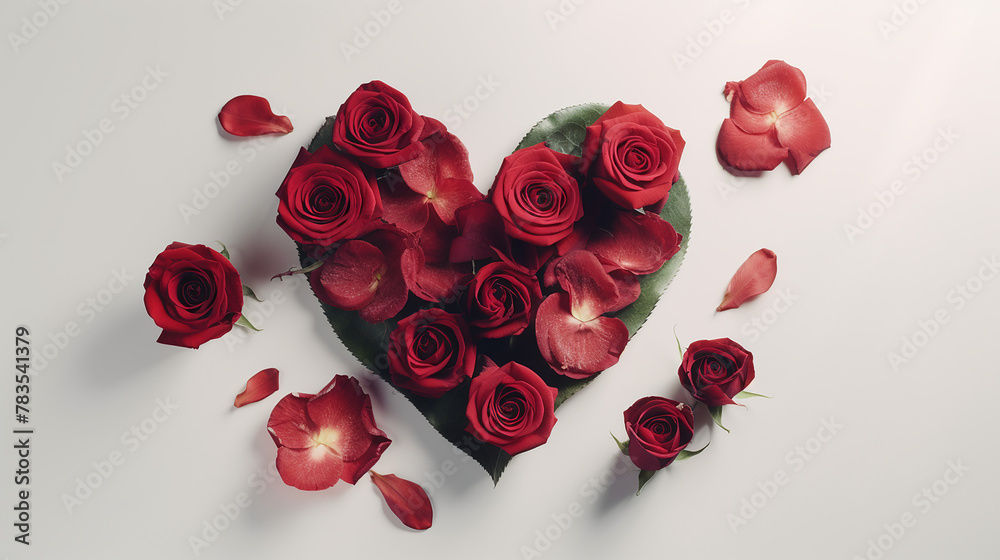 Roses Arranged in the Shape of a Heart Isolated on a White Background. Valentine's Day Roses Arranged in the Shape of a Heart Isolated on a White Background. Valentine's Day