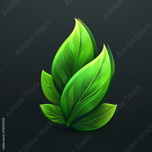 leaf green nature 3d logo template editable text effect, generative Ai