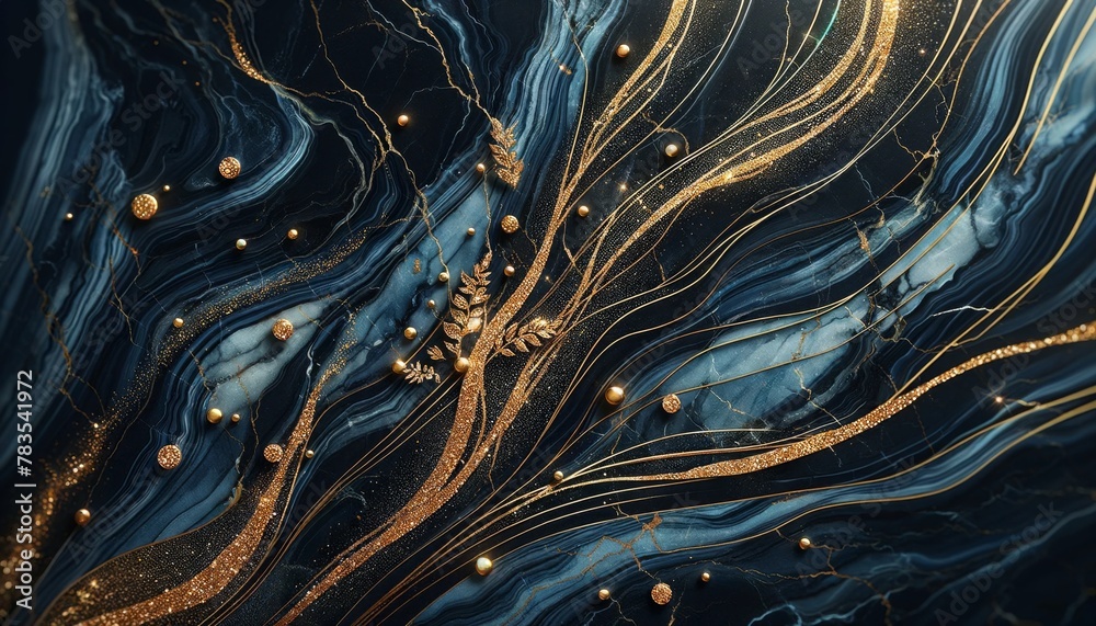 Obraz premium Blue abstract marble texture background.