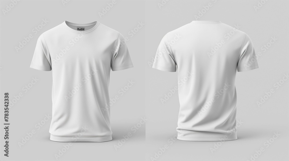 Men's T-shirt mockup, white T-shirt front and back mockup Men's T-shirt mockup, white T-shirt front and back mockup