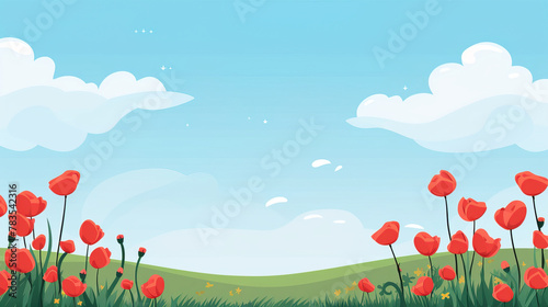 field of poppies and sky.