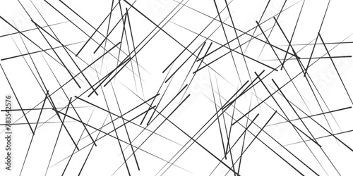 Chaotic abstract line background. Random geometric line seamless pattern. Abstract white background with black lines. Vector illustration.