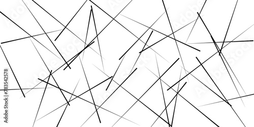 Chaotic abstract line background. Random geometric line seamless pattern. Abstract white background with black lines. Vector illustration.