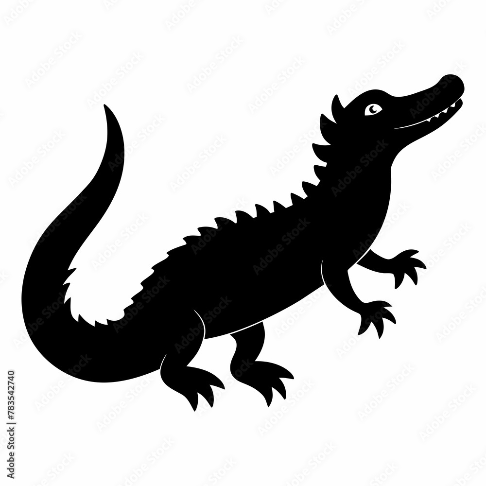 Fototapeta premium Crocodile Silhouette art logo vector illustration isolated on white background.