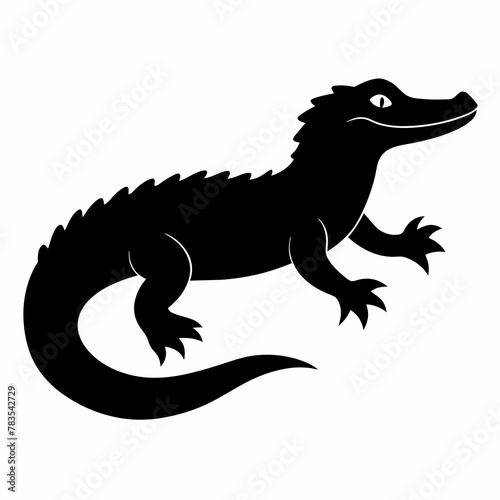 Crocodile Silhouette art logo vector illustration isolated on white background.