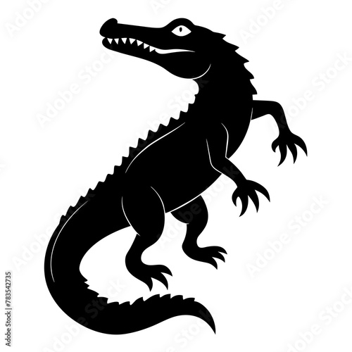 Crocodile Silhouette art logo vector illustration isolated on white background.