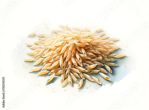 Watercolor Painting of Orzo Pasta