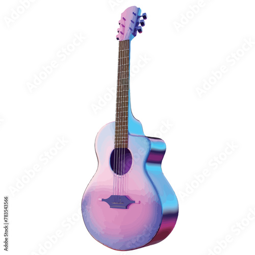 a purple and blue guitar with a white background