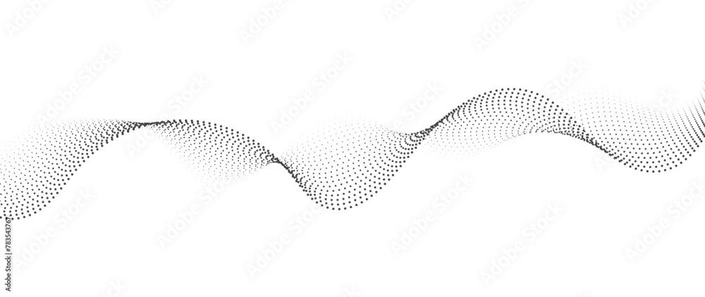 Flowing Dot Wave halftone gradient pattern on transparent background