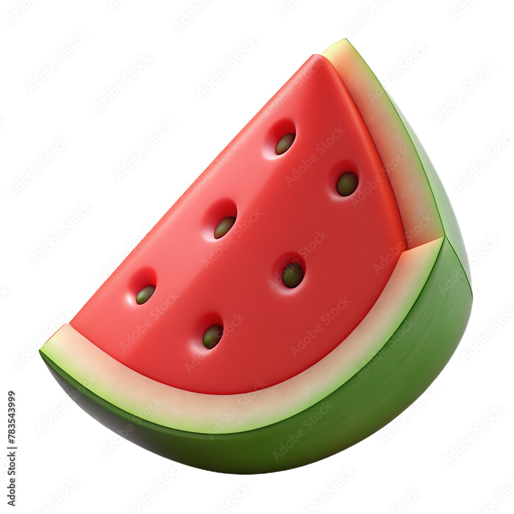 3d cartoon sliced of watermelon isolated on transparent background 3d cartoon sliced of watermelon isolated on transparent background