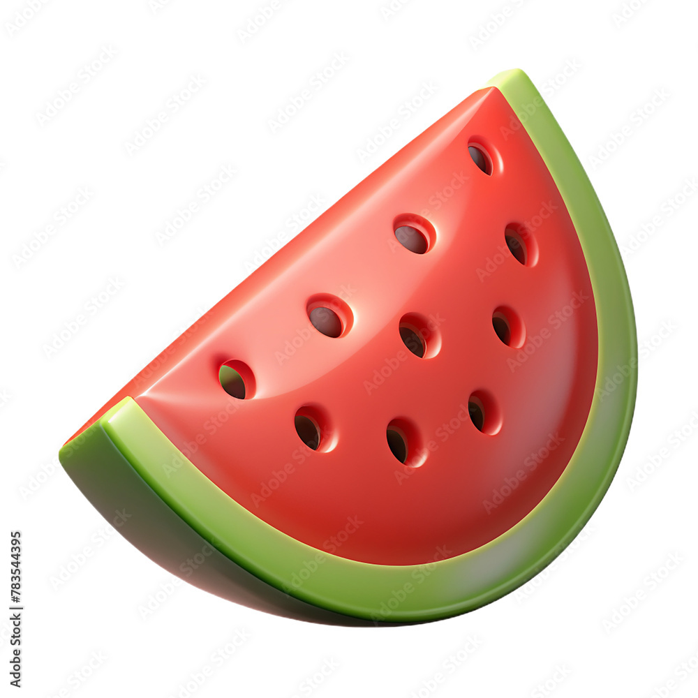 3d cartoon sliced of watermelon isolated on transparent background 3d cartoon sliced of watermelon isolated on transparent background